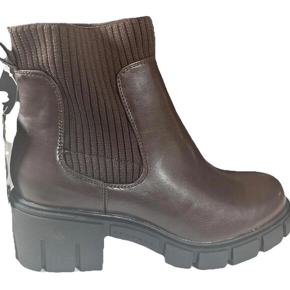 JABASIC (NEW) Women Chunky Ankle Boots Slip‎ on Chelsea Elastic Booties SZ 9 - Picture 5 of 10